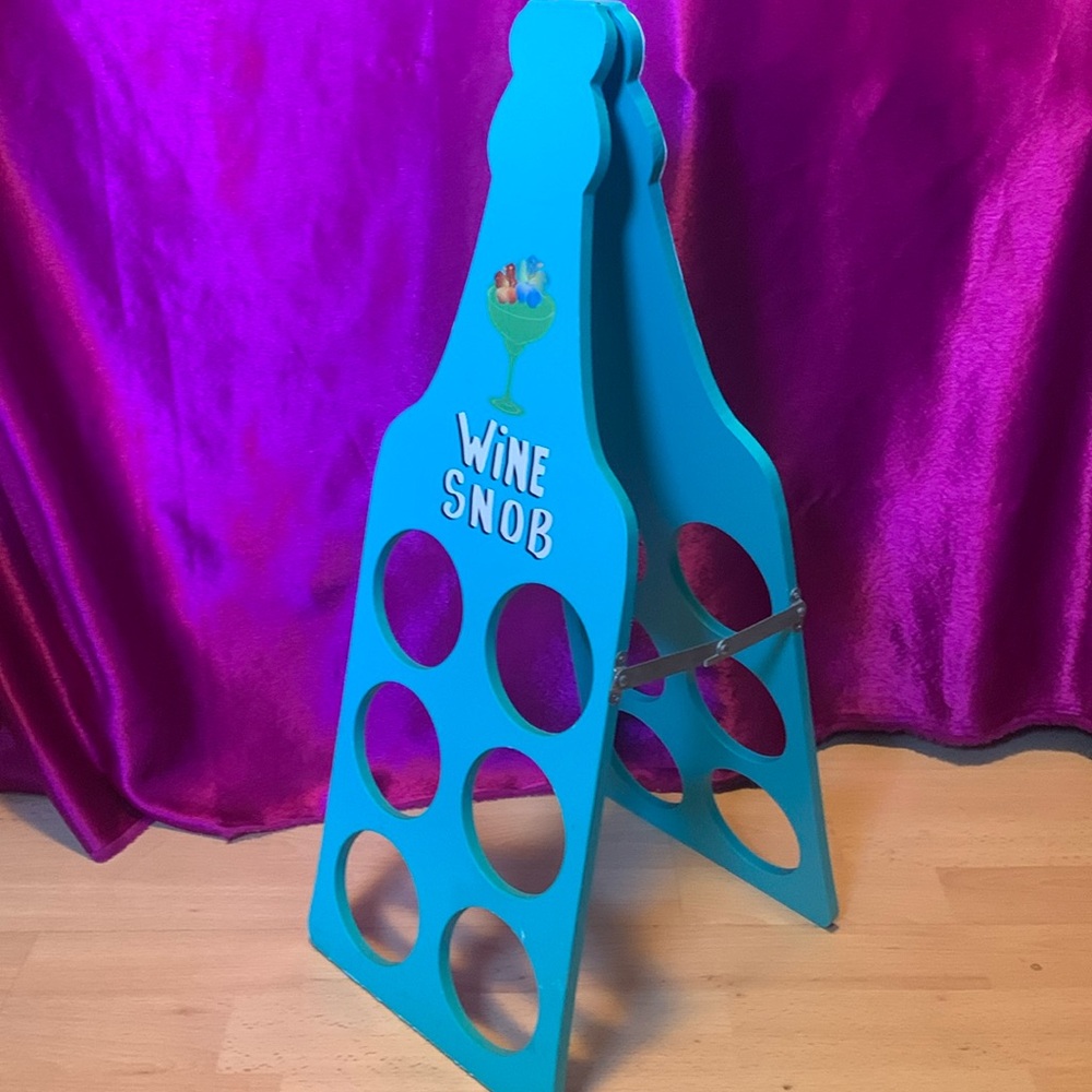 Super cute wooden wine holder six bottles folds up lightly loved wine sn…